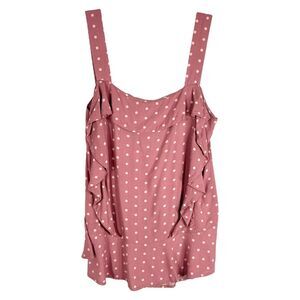 Matilda‎ Jane XS Tank Top ruffled Polka Dot Pink Sleeveless Ryan Smocked 1607